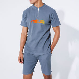 100% Polyester 2-Piece Casual Summer Printed Crew Neck T-Shirt Shorts <b>Set</b> Men Breathable Oversized Sweat Washed summer <b>sets</b> - Product Image 1