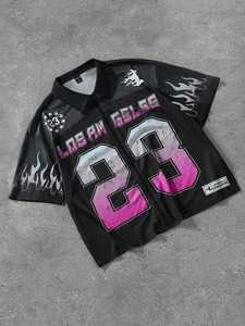 Camiseta de Fútbol Americano Personalizada, Estilo Urbano, Vintage, Oversize, de Manga Corta, Unisex, Corte Cuadrado, con Estampado de Fútbol Americano - Product Image 5