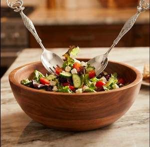 Cuchara para ensalada con mango esculpido en forma de asta de ciervo, de acero inoxidable con acabado plateado espejo, para una presentación elegante y para el servicio de invitados, hecha a mano. - Product Image 6