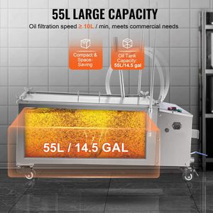 Sistema di filtraggio della friggitrice con capacità del serbatoio dell'olio da 55L/min velocità di filtrazione dell'olio ruote e tubo flessibile per negozi di hamburger da ristorante - Product Image 4