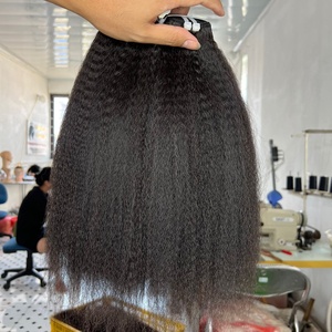 Vente en gros paquets brésiliens frisés lisses 10A 100% cheveux vierges non traités paquets de cheveux humains crépus lisses couleur naturelle - Product Image 5