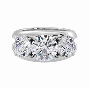 Anillo de Diamante Cultivado en Laboratorio de 2.5 Ct, Anillo de Compromiso Clásico de Lujo con Banda Gruesa y 3 Piedras, Oro de 18K o 14K, Regalo de Aniversario - Product Image 3