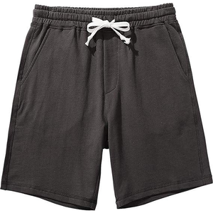 Pantalones Cortos Bermuda de Algodón Gris Sólido para Hombre, Cintura Elástica con Cordón, Pantalones Cortos Casuales con Bolsillos, Tela de Punto - Product Image 6