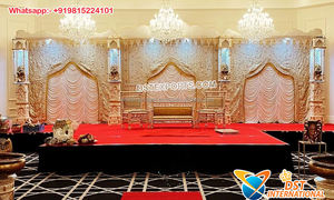 Toile de fond de scène de mariage pour Garba, décor de nuit magnifique Mehndi & Sangeet, rideaux de nuit colorés, décor de scène de cérémonie Mehndi - Product Image 5