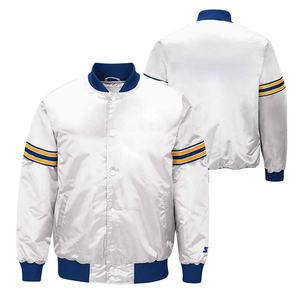 Veste de baseball de style streetwear pour homme, logo personnalisé, manches contrastées, col montant, style décontracté, mode streetwear, vente en gros - Product Image 3