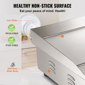 Plancha Eléctrica Comercial de 21 Pulgadas, 1600W, Plancha de Cocina de Acero Inoxidable con Superficie Antiadherente, Fuente de Gas 122 - Product Image 5