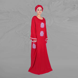 Kaftan en rayonne pour l'Aïd et le Ramadan, robe de tous les jours élégante avec détails de bordure sur les manches, poches latérales fonctionnelles, coupe fluide et longueur au sol - Product Image 1