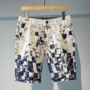 Men's Trendy <b>Printed</b> Five Quarter Shorts Summer Quick Dry Breathable <b>Canvas</b> Button Fly Beach Casual Lightweight Mid Waist Pants - Product Image 3