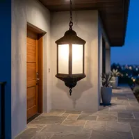 Lanterne rectangulaire en métal à suspendre, luminaire extérieur durable