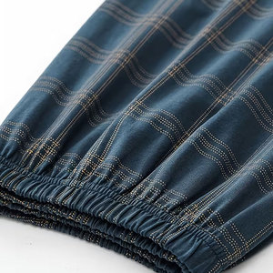 Ensemble de pyjama en coton à carreaux pour homme, 2 pièces, haut à manches longues boutonné avec poche, pantalon à taille élastique, vêtements de nuit décontractés, automne - Product Image 4