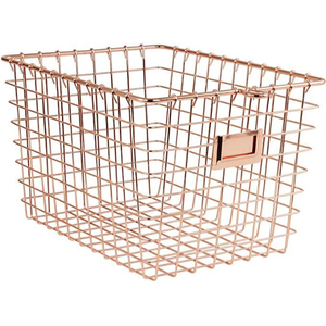 Copper Plated Metal Wire <b>Basket</b> Multi-Purpose <b>Rectangular</b> Kitchenware Tabletop Fruit & Vegetables <b>Storage</b> <b>Basket</b> With Handles - Product Image 1