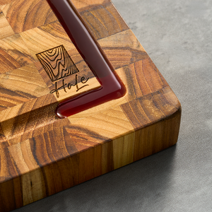 Ensemble de 3 planches à découper en bois de teck Ha Le, planche à découper en parquet, planche de préparation pour la cuisine - Product Image 3
