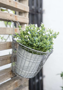 Black Metal Wire Hanging <b>Basket</b> Planter Wall Mounted Herb Flower Pot Holder Outdoor Garden Railing <b>Plant</b> Stand - Product Image 2
