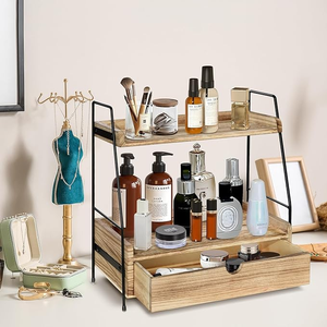2 Tier Handmade Wooden Organizer Double Tier Counter Drawer for Bathroom or Kitchen Living Room Shelf Decor for salem internaton - Product Image 5
