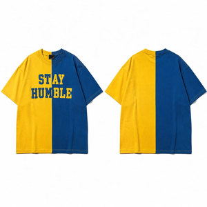 เสื้อยืดโอเวอร์ไซส์ผู้ชาย แขนสั้น คอกลม ผ้าคอตตอนเจอร์ซีย์ พิมพ์ลายตัวอักษร แต่งขอบตัดสี โลโก้ด้านหน้า - Product Image 1