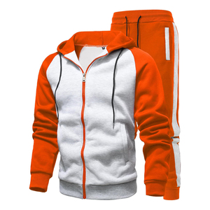 Conjunto Deportivo para Hombre con Capucha, Bloques de Color Morado y Amarillo, Cierre de Cremallera, Manga Larga, Estilo Casual para Otoño - Product Image 3