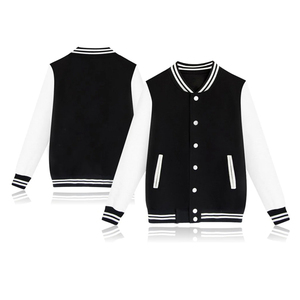 Vestes unisexes d'hiver surdimensionnées, style bomber, varsity, avec manches en laine brodées, motif dessin animé, qualité supérieure, fabrication OEM personnalisée. - Product Image 5