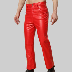 Pantalon en cuir de qualité supérieure, coupe régulière, pour l'hiver, décontracté, respirant, en cuir véritable pour homme - Product Image 3