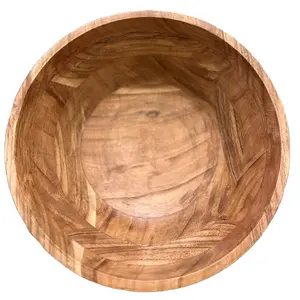 Ensaladera de madera con utensilios para servir, cuenco central, regalo de inauguración de la casa, frutero para sala de estar, cocina - Product Image 1