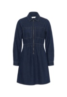 Vestido Camisero Vaquero Personalizado al por Mayor para Mujer, Sin Mangas, con Cremallera Frontal, Casual, Tejido, Fruncido, Largo hasta la Rodilla, Cintura Elástica, Encaje, Corte en A