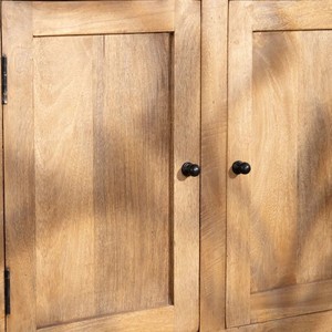 Vandana Amber Aspect-style mango wood <b>sideboard</b> with glass doors Sarah - Product Image 5