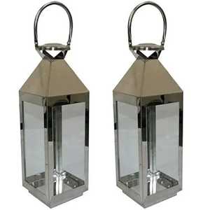 Classic Gold Metal Frame Clear Glass <b>Hurricane</b> Candle <b>Lantern</b> Holder Tabletop Floor Hanging Eco-Friendly Heat Resistant Durable - Product Image 3