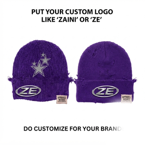 หมวกบีนนี่ ZAINI ZI-190 พรีเมียม 320 GSM ผ้าถักอะคริลิค สีม่วง สำหรับทุกเพศ พร้อมปักลายปักแบบกำหนดเอง ป้ายทอ ป้ายยาง โลโก้ สำหรับฤดูหนาว - Product Image 1