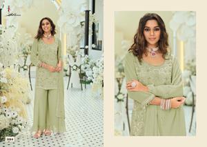 Georgette auténtico de primera calidad con adornos de cuentas al estilo pakistaní y bordados, conjunto con pantalón palazzo y dupatta. - Product Image 4