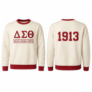 เสื้อสเวตเชิ้ตคอกลม Delta Sigma Theta 1913 สีแดงอมน้ำตาลครีม แบบยูนิเซ็กซ์ ถักนิตติ้ง สวมใส่สบายๆ สำหรับฤดูใบไม้ร่วง - Product Image 4