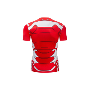 T-shirt Homme Rouge Iron Man Imprimé Manches Courtes Coupe Slim Séchage Rapide Tricoté Col Rond Décontracté Motif Personnage - Product Image 3