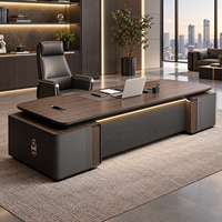 Bureau de direction de luxe sur mesure pour PDG et managers avec armoire latérale pour mobilier de bureau moderne
