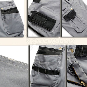 Pantalon de travail cargo gris respirant multi-poches en coton durable résistant à l'abrasion pour l'extérieur - Product Image 5
