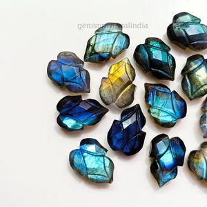 Cuentas de hojas talladas a mano de labradorita natural para suministros de joyería 13x9mm abalorios de piedras preciosas sueltas de labradorita por fabricante - Product Image 5