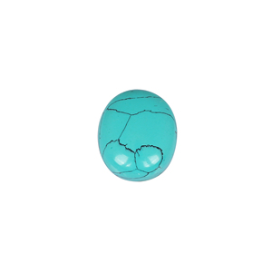 Pierre précieuse turquoise verte synthétique, cabochon ovale, 39,0 carats, 27x22 mm, pierre non montée pour bijoux - Product Image 1