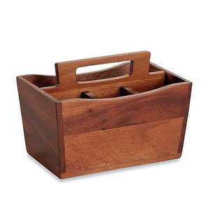 Multipurpose Durable Wooden Caddy Organizer with Handle Modern Storage Box Kitchen Bathroom Desk <b>Portable</b> Supplies Holder - Product Image 6