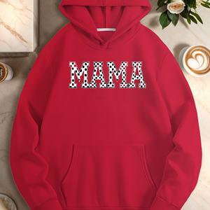 เสื้อฮู้ดผู้หญิงลายตารางหมากรุก MAMA ผ้าถักพิมพ์ลาย 100% โพลีเอสเตอร์ - Product Image 4