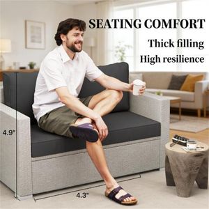 Cuscino Nero Spesso per Mobili da Terrazzo, Cuscino per Divano da Esterno (Solo Cuscino) - Product Image 2