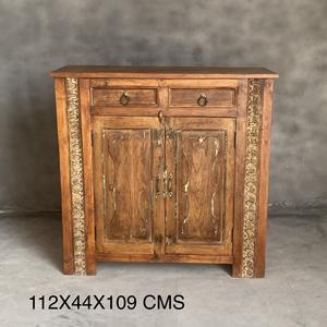 Meilleure collection de meubles en bois massif faits à la main, armoire à 2 portes avec tiroir, buffet vintage, art himalayen antique - Product Image 1