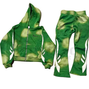 Nouveau survêtement décontracté pour homme 100% coton French Terry, coupe oversize, effet délavé soleil, impression sérigraphiée personnalisée - Product Image 1