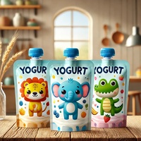 Emballage de jus de fruit liquide de yaourt en nylon personnalisé de qualité alimentaire 100ml avec bec verseur de forme unique sac de yaourt