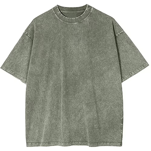 Camiseta Larga de Algodón 100% para Hombre, con Logotipo Frontal Lavado al Ácido, de Alta Calidad y Diseño Oversize, con Tela Transpirable y Ecológica - Product Image 1