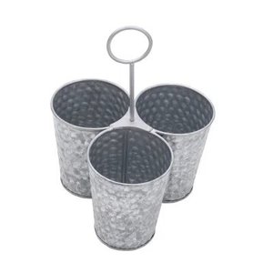 Organizador de utensilios de cocina de metal galvanizado estilo rústico con asa, 6 compartimentos, para cubiertos y vajilla, para encimera de cocina - Product Image 2