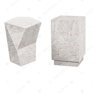 STILEVO Premium Mother of Pearl Black & White Optical Inlay Home Accessory Collection Side Table, Photo Frame & Tray Box - Product Image 5