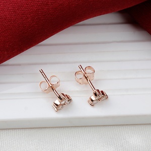 Pendientes de Plata de Ley 925 al por Mayor, Chapados en Oro Rosa, con Diamantes Naturales, Diseño de Trébol de 3 Piedras, Joyería Fina, Memoria Jewels - Product Image 4