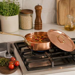 100% Pure Copper Sauce Pan with <b>Lid</b>, Handmade Copper Saucepan, Premium Chef Cookware, Kitchen Cooking <b>Pot</b>, OEM ODM Wholesale - Product Image 3