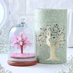 Árbol de Cuarzo Rosa Natural de Alta Calidad con Cúpula de Cristal, Árbol de Cristal Curativo con Base de Madera, Decoración Reiki para el Hogar, Regalo - Product Image 1
