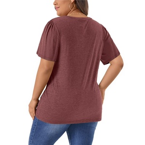 Camiseta de Cuello en V para Mujer de Color Sólido de Primera Calidad – Camiseta de Cuello en V de Algodón Suave para Uso Casual de Moda para Mujer de BD - Product Image 2