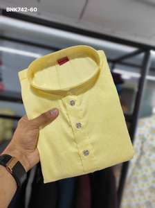 Meilleur tissu au design Evergreen, doux, en soie et coton, avec motifs, fabricant de Kurta Pajama d'Inde à prix de gros - Product Image 3