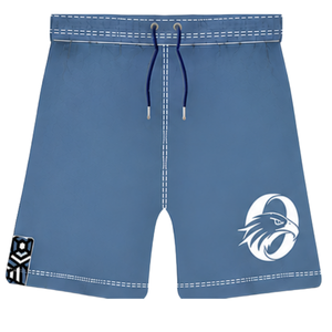 Pantalones Cortos de Rugby Azul Acero y Blanco con Cordón Ajustable, Cintura Elástica, Ribete en Contraste, Personalizables, Transpirables, para Entrenamiento Deportivo y Equipos - Product Image 1