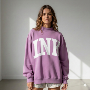 Sweat-shirt col montant pour femme, coupe décontractée, en mélange de coton épais, élégant, pour l'hiver - Product Image 1